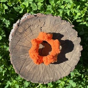 Orange handmade crocheted Scrunchies